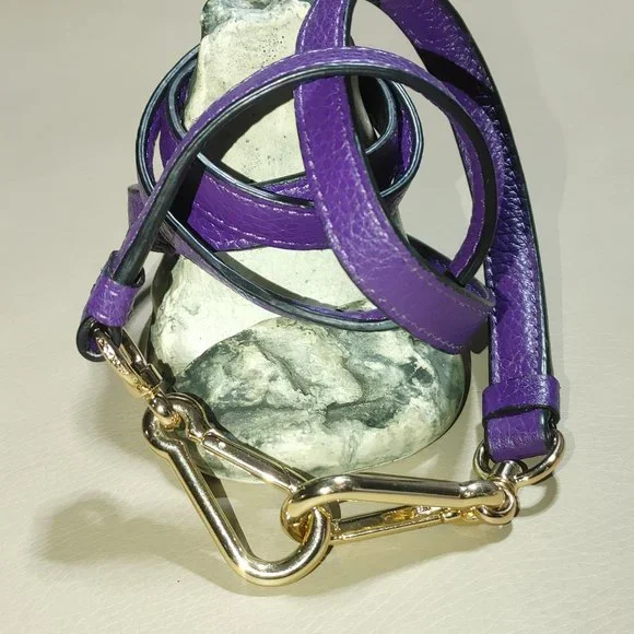 Coach Purple Leather Crossbody Strap Gold Tone Hardware Adjustable Length - Picture 2 of 6